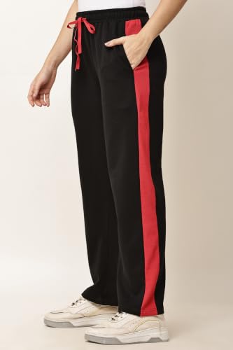 Image of Women's Loose Fit Track Pants - Polycotton Joggers with Elastic Waistband & Side Pockets | Lower Comfortable for Gym, Running & Casual Wear
