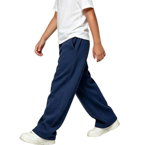 Boys Baggy Sweatpants Casual Fleece Straight Leg Sweat Pants With Pockets - image 2
