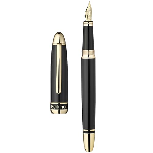 BEILUNER 315 Black Fountain Pen with 24K Gold Nib (Medium)