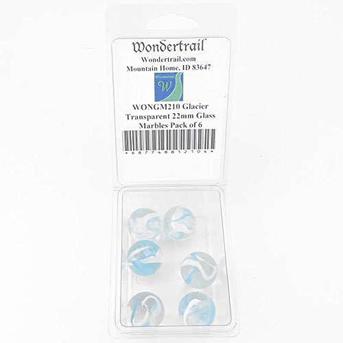 Glacier Transparent 22mm Glass Marbles Pack of 6 Wondertrail