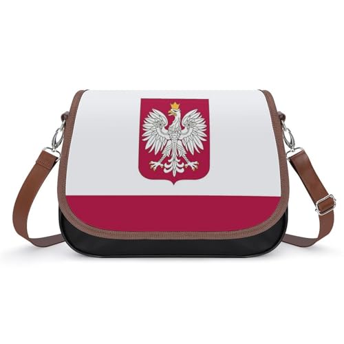 Polish Flag Eagle Crossbody Bag Anti-Theft Side Shoulder Bags Adjustable Leather Messenger Bag Unisex