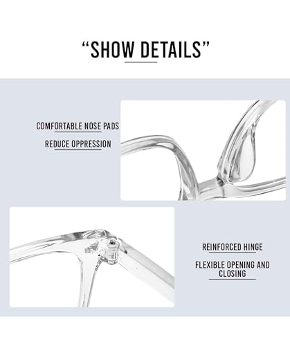 Image of Blue Light Blocking Computer Glasses for Men & Women, Square TR90 Lightweight Eyeglasses Frame, Anti Eye Strain UV Protection, Clear Lens for Gaming Office Reading