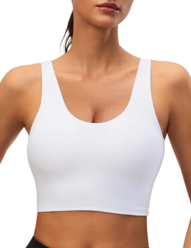 High Impact Long Line Sports Bra Women Padded Running Gym Workout Top White - image 1