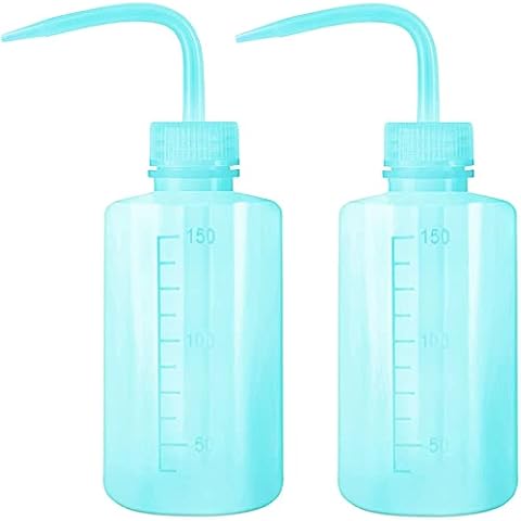 APUXON 2pcs 150ml 5Oz Wash Bottle Blue Narrow Mouth Squeeze Bottle Medical Lab Plastic Safety Squeeze Bottle No Spill Bend Mouth Watering Cans Cover