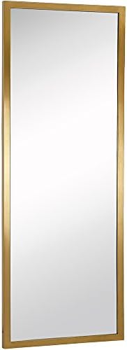 Hamilton Hills 18x48 inch Brushed Gold Metal Frame Full Length Mirror | Commercial Industrial Contemporary Rectangle Mirrors | Wall Mounted Mirror for Bathroom Vanity | Hangs Horizontal & Vertical