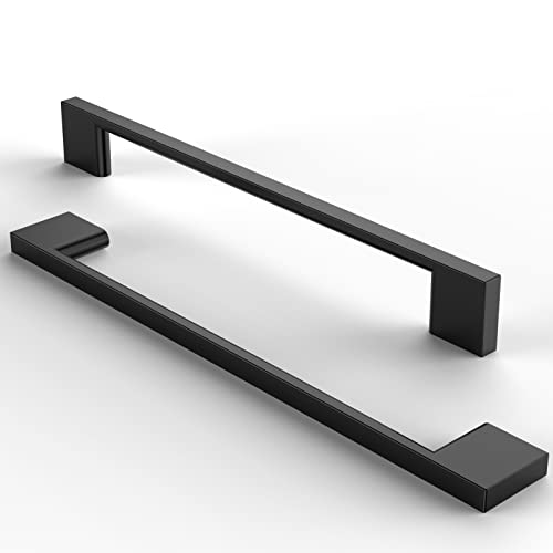 FURNIWARE 10 Pack Cabinet Pull,Matt Black Cabinet Handles,Hardware Drawer Pulls,Solid Aluminum Kitchen Cabinet Door Handles Pull-192mm(7.6 Inch) Hole Center