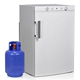Techomey 3 Way Fridge Freezer 12V 240V Gas, 100L, Gas Fridge Freezer for Camping, Motorhome, Caravan, Campervan, Cottage, Cabin, White