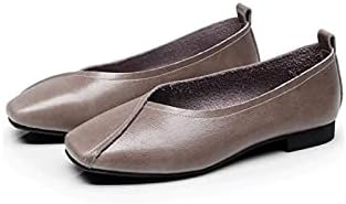 [リンキエン] 女装 靴 女性フラット、フラットシューズ本革女性フラットシューズOnon-Slipプラスサイズ36-41女性カジュア