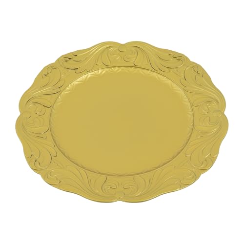 100 Platos Cargadores Antiguos Redondos 13'' Oro miniatura 6