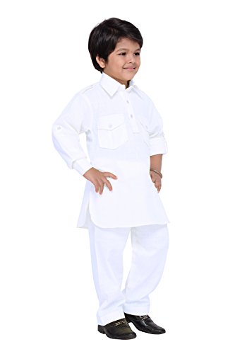 Image of AJ DEZINES Pathani Suit For Kids Boys | Boys Kurta Set | Traditional Party & Ethnic Wear | Kids Kurta Pyjama Set | Solid Cotton Kurta Pajama | Wedding & Festive Outfit - Regular Fit