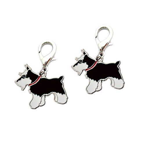 Dog Keychain Ring Pendant, Cute Pet Mini Dog Memorial Keyring Metal Lightweight Dog Keychain Gift 2PCS (Black-Schnauzer)