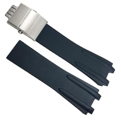 Bracelet de montre en caoutchouc bleu noir sport étanche avec boucle pliante accessoires
