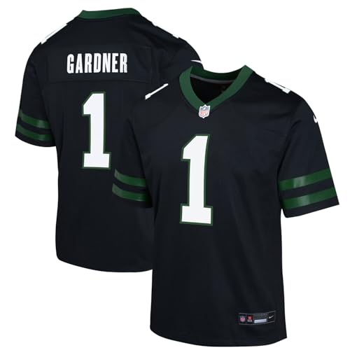 Sauce Gardner New York Jets NFL Nike Kids Youth 8-20 Black Alternate On-Field Game Day Jersey (US Numeric 8 Regular Black)