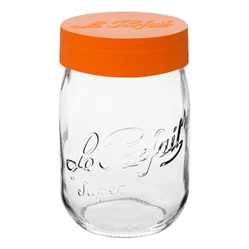 Le Parfait Screw Top Jar 1L (32oz) Wide Mouth Glass Jar Orange 1 Pack