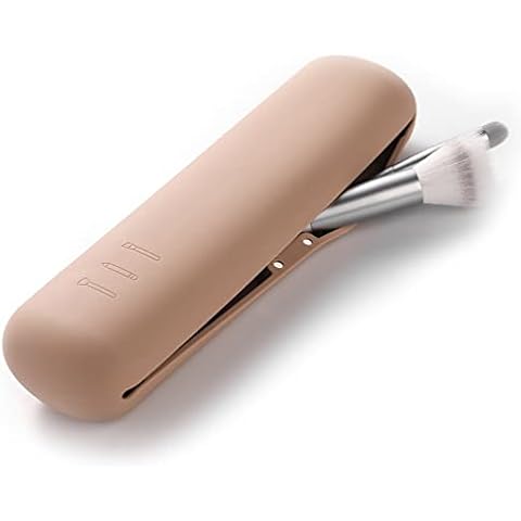 FERYES Large Travel Makeup Brush Holder, Magnetic Anti-fall Out Silicon Portable Cosmetic Face Brushes Holder, Soft and Sleek Makeup Tools Organizer for Travel- (8.27 * 2.36 * 1.57) Cover