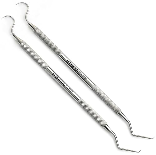 Image of Utopia Care Professional Dental Tartar Scraper Tool, Dental Pick, Double Ended Tartar Remover for Teeth, Plaque Remover, Tooth Scraper, 6.5 Inch, Silver 2