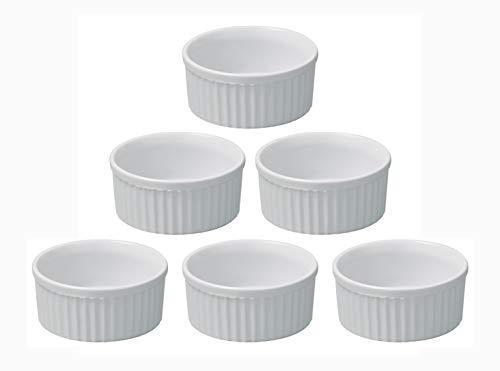 Hobby Tech Petits Ramequins Moule verrines Blancs 7,2cm x 4cm Moule à soufflé pour Muffin pâtisseries Cupcake et crème brûlée Desserts en céramique...