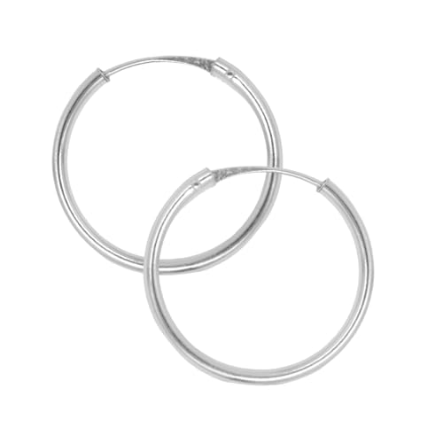Aros plata mujer de 15, 20, 30 y 40mm - Pendientes aro hombre o mujer en plata de ley 925 que se envían en una cajita ideal para regalo - Aretes de 2mm de ancho (20mm)