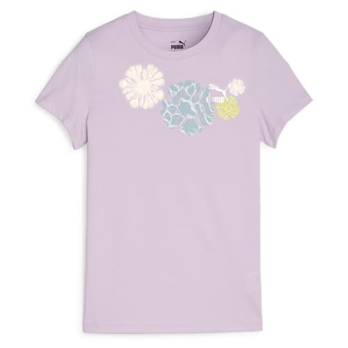 PUMA Kids Girls Classics Sunflower Logo Crew Neck Short Sleeve Casual Tops Casual - Purple