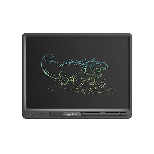Amazon Basics Writing Tablet with 15-inch Rainbow Colour LCD Screen and Stylus Pen for Kids & Adults (Black)