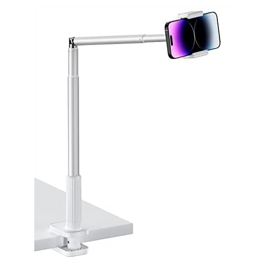 Viozon Phone Holder, Flexible Long Arm,Overhead Mount,360° Angle Adjustable,Aluminum Alloy, C Clamp for Headboard Bedside&Table&Desk,Compatible with 3.5"-6.9" Phone,iPhone 16 15 Plus/Pro Max W
