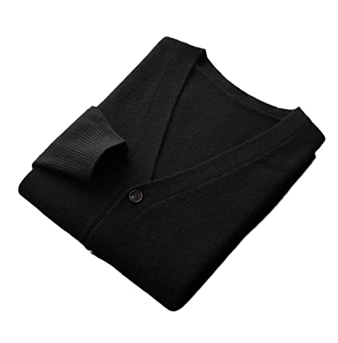 Cardigan en cachemire homme contre le froid veste en laine unie noire