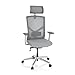 Produktbild hjh OFFICE 751000 Profi Bürostuhl Breton PRO W Stoff/Netz Hellgrau Drehstuhl mit Kopfstütze & Lordosenstütze höhenverstellbar