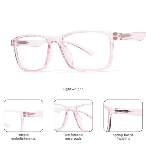 Image of UV Protection Glasses Blue Cut Blocking Harmful Rays Glasses for Men & Women Zero Power Computer Specs Eye Protection Lightweight Frame with Case & Cleaning Cloth