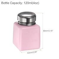 sourcing map Lösemittel Alkohol Spender 120ml(4oz) Drückbare Flüssigkeit Spender Pumpe mit Dichtung Edelstahl Deckel für Aceton Reiniger Poliermittel Entferner Rosa – Ansicht 2