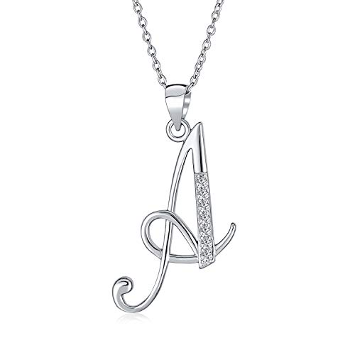 Letter A Cursive Script Initial Pendant Necklace