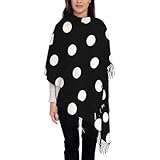 IBILIU Oversize Scarf for Women Black And White Polka Dot Scarf Tassel Scarves Fall Winter Shawl Wraps