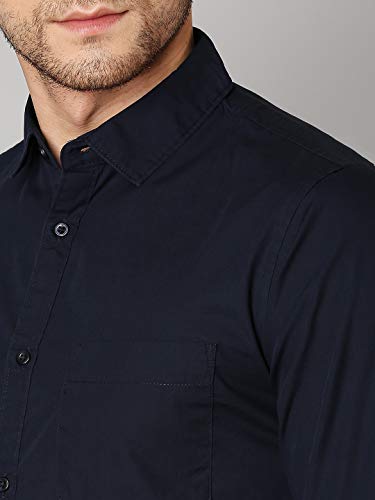 Image of Dennis Lingo Men Cotton Solid Slim Fit Casual Shirts