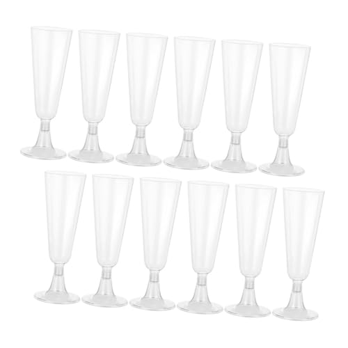 POPETPOP 24個 使い捨てプラスチック製シャンパングラス 透明フルートグラス 高脚ワイングラス パーティー宴会バー ホテル用耐久カップ
