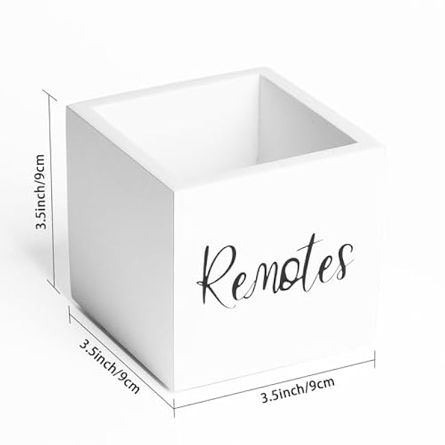 Wood Remote Control Holder, TV Remote Control Organizer for Home Bedroom Table, Multi-Purpose Desktop Storage (White, S,for 2 or 3 Remote Controls)