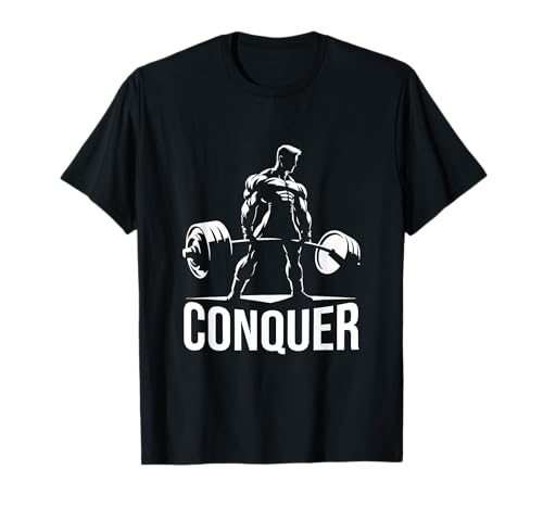 Conquer - Anime Bodybuilding Gym Workout Fitness Motivation T-Shirt