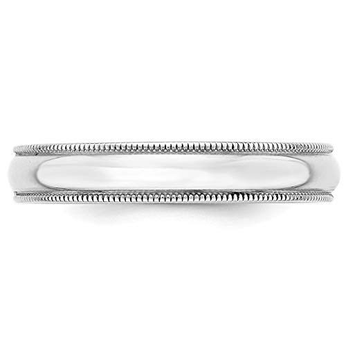 Roy Rose Jewelry 10K White Gold 4mm Milgrain Half Round Wedding Band Ring Sizes 4 to 142