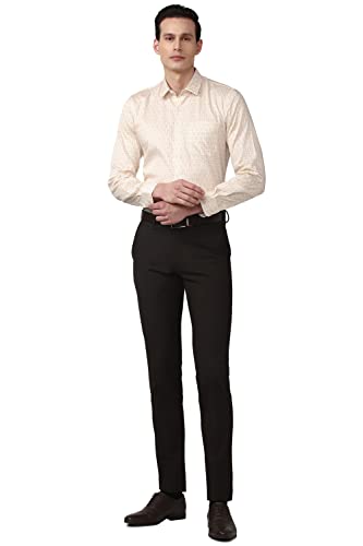 Image of Peter England Men Cream Slim Fit Full Sleeves Formal Shirt