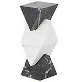 Deco 79 Marble Geometric Decorative Sculpture Stacked Pyramid Home Decor Statue with White Diamond Center, Accent Figurine 4' x 4' x 10', White