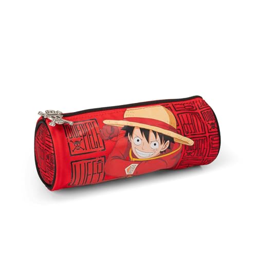 ONE PIECE - Astuccio Scuola Ufficiale One Piece, Astuccio Tombolino, Leggero e Compatto, Facile da Trasportare e Riporre nello Zaino, con Pratica Chiusura a Zip, 8 x 22 x 8 cm, Rosso