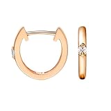 Tolldek Pendientes de aro de oro rosa de 9 K/14 K/18 K, joyas auténticas de laboratorio, diseño clásico, corte redondo, sin níquel, oro 750/585/375, Oro rosa de 14 quilates, Laboratorio Creado