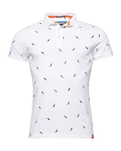 Superdry Herren City State Embroidery Poloshirt, Weiß, Gr.- XL