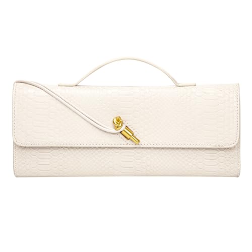 Image of Elegant Evening Clutch Purse for Women - Structured Crocodile PU Leather Handbag for Wedding & Formal Party