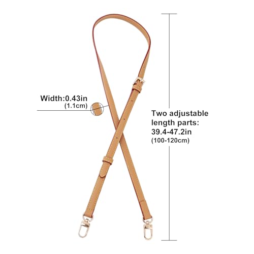 Image of Genuine Vachetta Leather Shoulder Bag Strap Crossbody Replacement Adjustable for Speedy Handbag or Purse(Beeswax-Width:0.43in&Adjustable Length:39.4-47.2in)