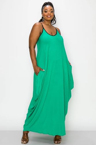 Image of BFFBABY Women's Casual Maxi Dress Sleeveless Tie Dye Spaghetti Strap Summer Plus Size Swing Sundress with Pockets