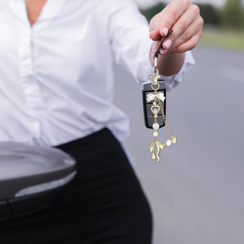 Gold Bow Purse Keychain Charm, Key Chains Women Cute Bow Bag Charm, Gold Cute Coquette Bows Keychain Charms for Women Girls Handbags Purse3