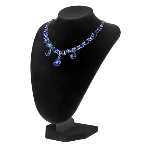 TENINYU Professional 3D Necklace Display Stand Black Velvet Jewelry Bust Holder 9.6 Inch Chain Organizer Tower for Home Display (Black)