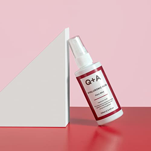 Q+A Hyaluronsäure-Gesichtsspray (100 ml), feuchtigkeitsspendendes Gesichtsnebel-Spray mit Hyaluronsäure und Aloe für sofortigen Feuchtigkeitsschub, Einstellspray zur Beruhigung und Erfrischung
