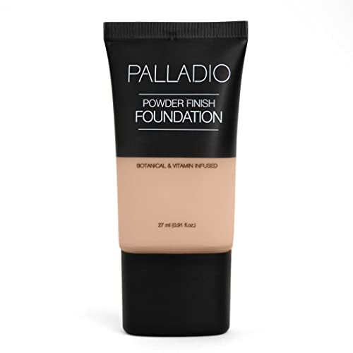 Palladio Powder Finish Liquid Foundation, Natural Matte Appearance, Reduces Fine Lines, Covers Large Pores