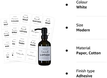 36 PCS Printed label stickers for Bottles, Prefdo Waterproof Minimalist Farmhouse Labels for Bathroom Kitchen Hand Soap Shampoo Conditioner Lotion Dispenser Bottles Containers(White)