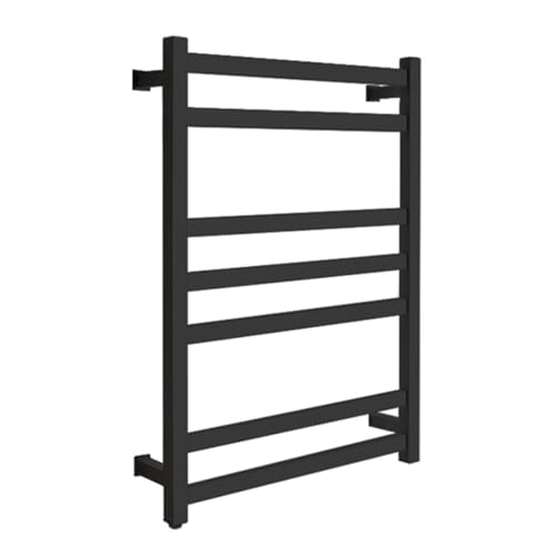 LIMENQIN Calentador de Toallas, toallero calefactado de Pared de 7 Barras, toallero calefactado con Enchufe/cableado, 80 W de bajo Consumo, Apto for baños.(Black)